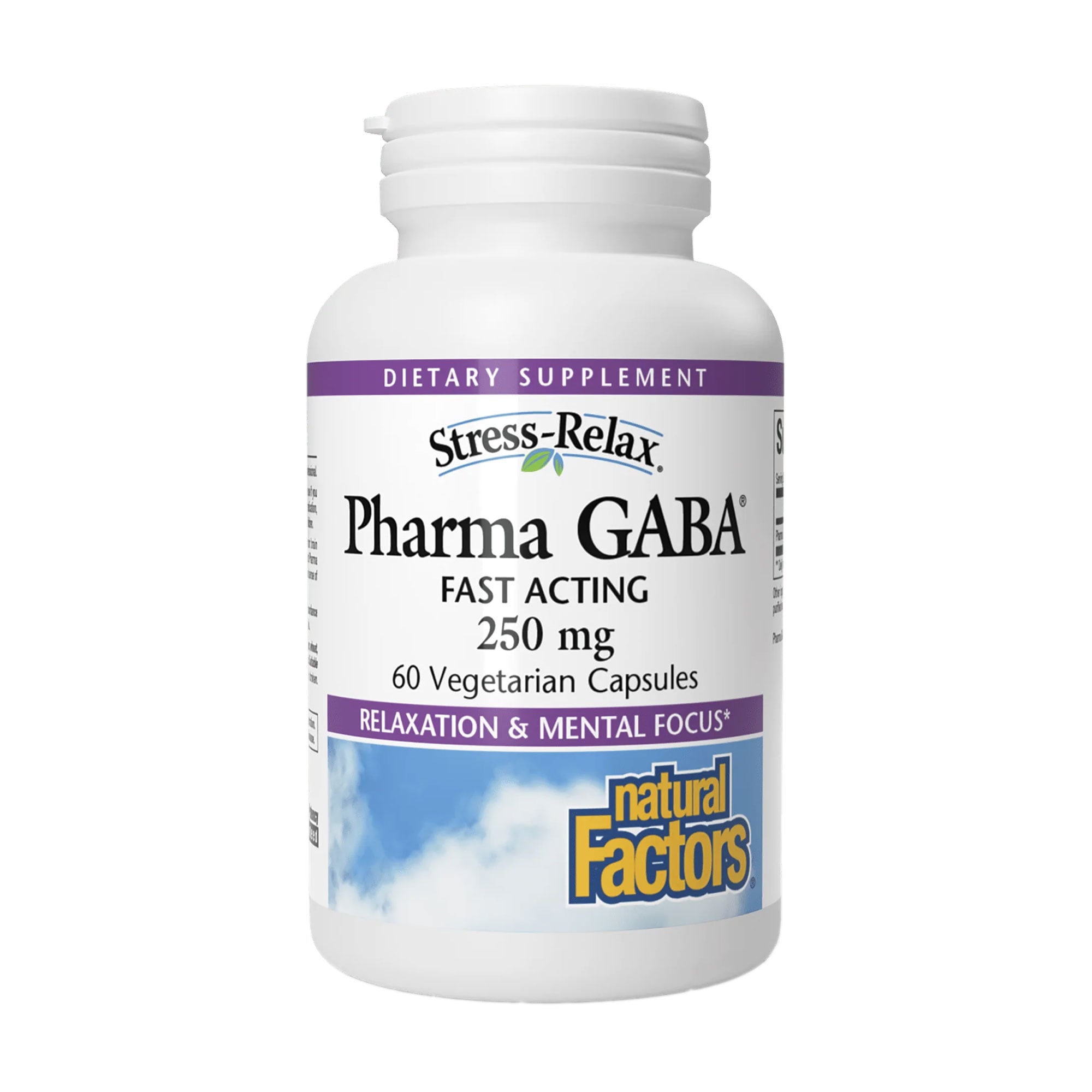 Гамма-аміномасляна кислота Natural Factors Stress-Relax, Pharma GABA 250 мг, 60 вегетаріанських капсул