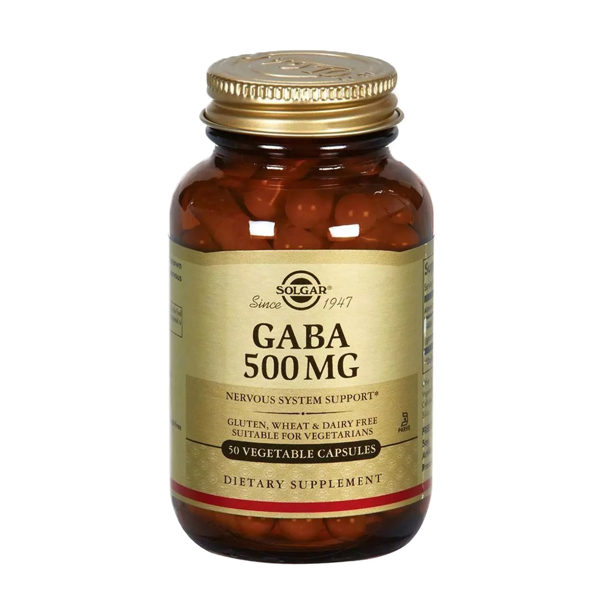 Гамма-аміномасляна кислота Solgar GABA 500 мг, 50 капсул